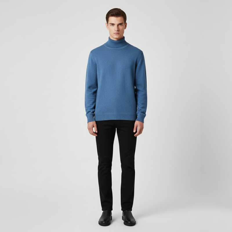 Alfie | Men’s Roll Neck Sweater Blue