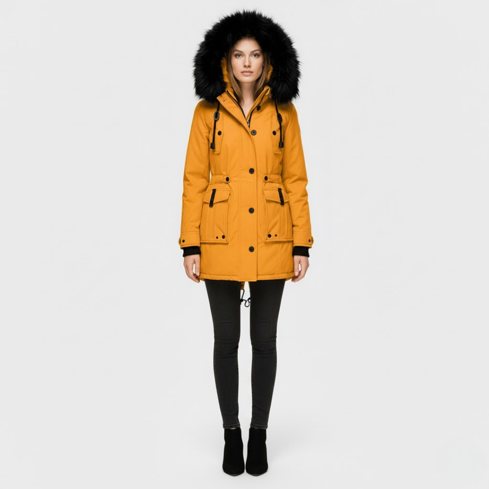 Amalia | Women's Long Winter Coat Gold