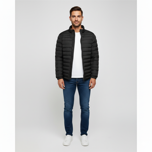 Angus | Men’s Stand Collar Padded Jacket Black