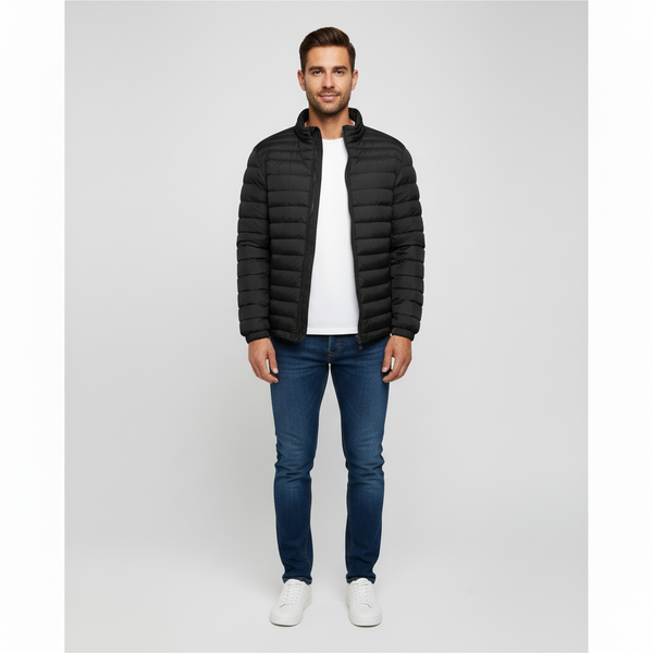 Angus | Men’s Stand Collar Padded Jacket Black