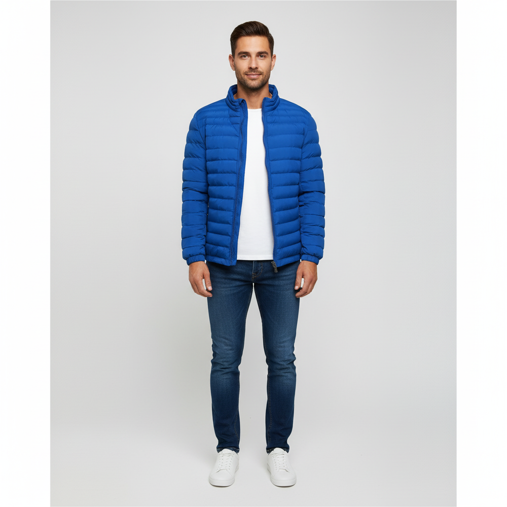 Angus | Men’s Stand Collar Padded Jacket Blue