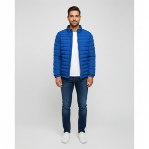 Angus | Men’s Stand Collar Padded Jacket Blue