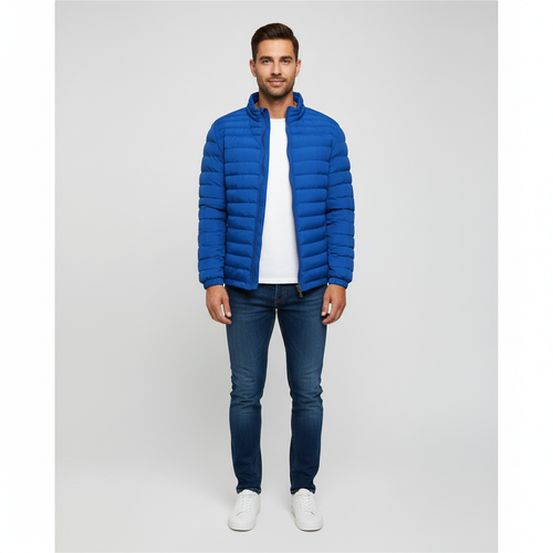 Angus | Men’s Stand Collar Padded Jacket Blue