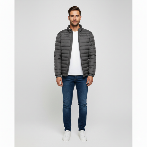 Angus | Men’s Stand Collar Padded Jacket Grey