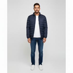 Angus | Men’s Stand Collar Padded Jacket Marineblue