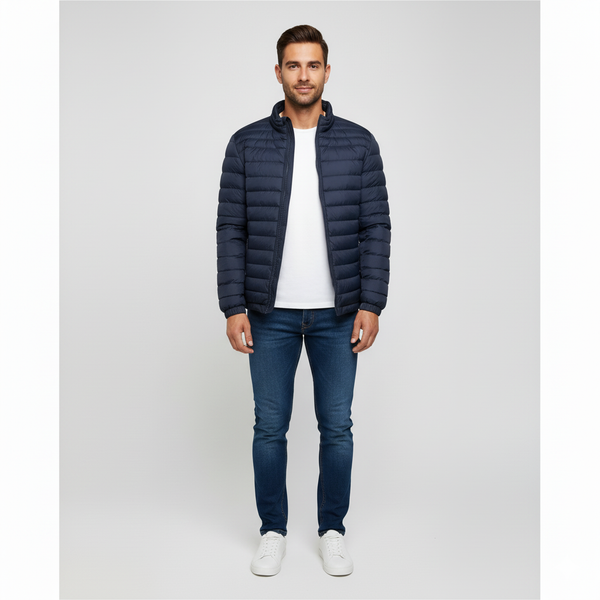 Angus | Men’s Stand Collar Padded Jacket Marineblue