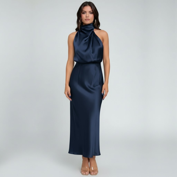 Annabelle | Women’s Off Shoulder Maxi Evening Dress Blue