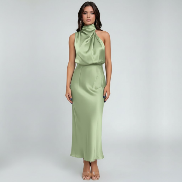 Annabelle | Women’s Off Shoulder Maxi Evening Dress Light green