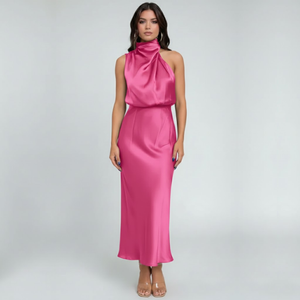 Annabelle | Women’s Off Shoulder Maxi Evening Dress Pink