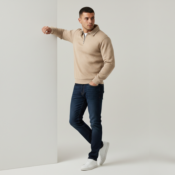Anthony | Men’s Quarter Zip Jumper Khaki