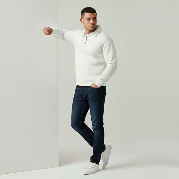 Anthony | Men’s Quarter Zip Jumper White