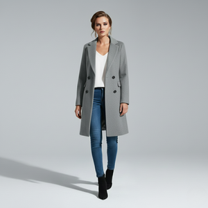 Bella | Women's Button Front Overcoat Grey