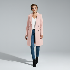 Bella | Women's Button Front Overcoat Light Pink
