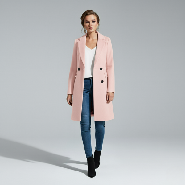 Bella | Women's Button Front Overcoat Light Pink