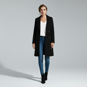 Bella | Women's Button Front Overcoat Navy Blue