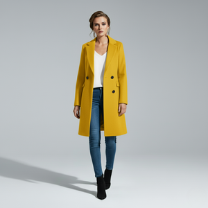 Bella | Women's Button Front Overcoat Yellow