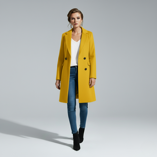 Bella | Women's Button Front Overcoat Yellow