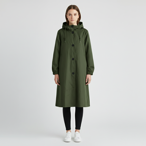 Bonnie | Women's Hooded Raincoat Army Green