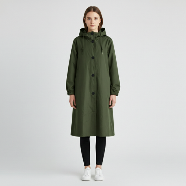 Bonnie | Women's Hooded Raincoat Army Green
