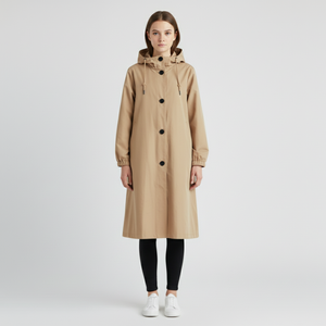 Bonnie | Women's Hooded Raincoat Beige