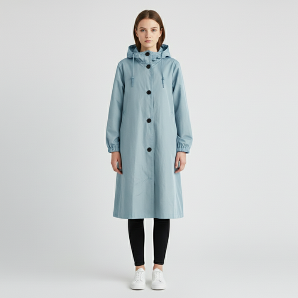 Bonnie | Women's Hooded Raincoat Light Blue
