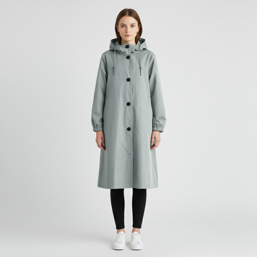 Bonnie | Women's Hooded Raincoat Light Grey