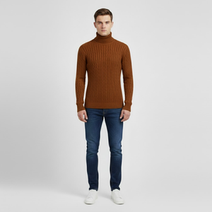 Callum | Men’s Turtleneck Jumper Brown