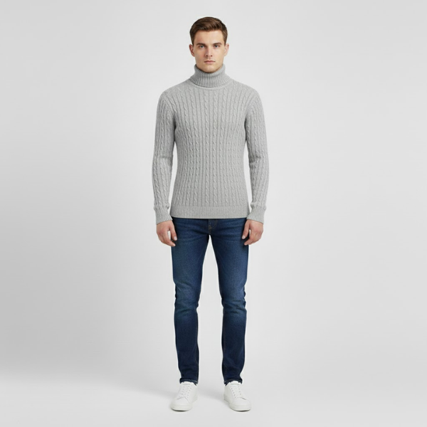 Callum | Men’s Turtleneck Jumper Light grey