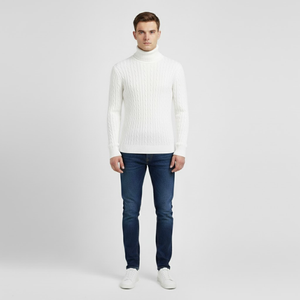 Callum | Men’s Turtleneck Jumper White