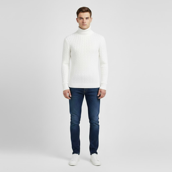 Callum | Men’s Turtleneck Jumper White