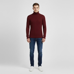 Callum | Men’s Turtleneck Jumper Wine red