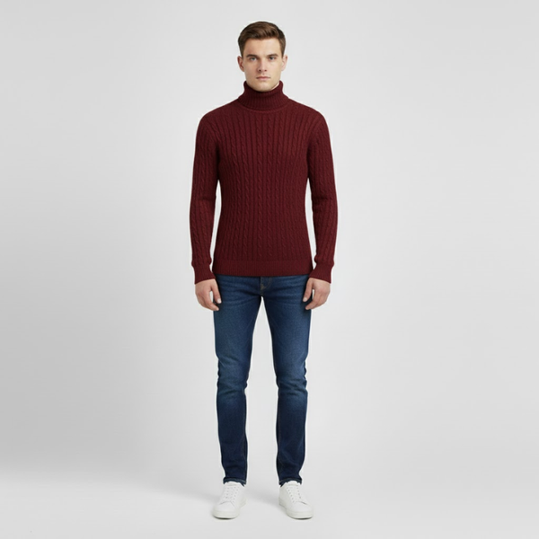 Callum | Men’s Turtleneck Jumper Wine red