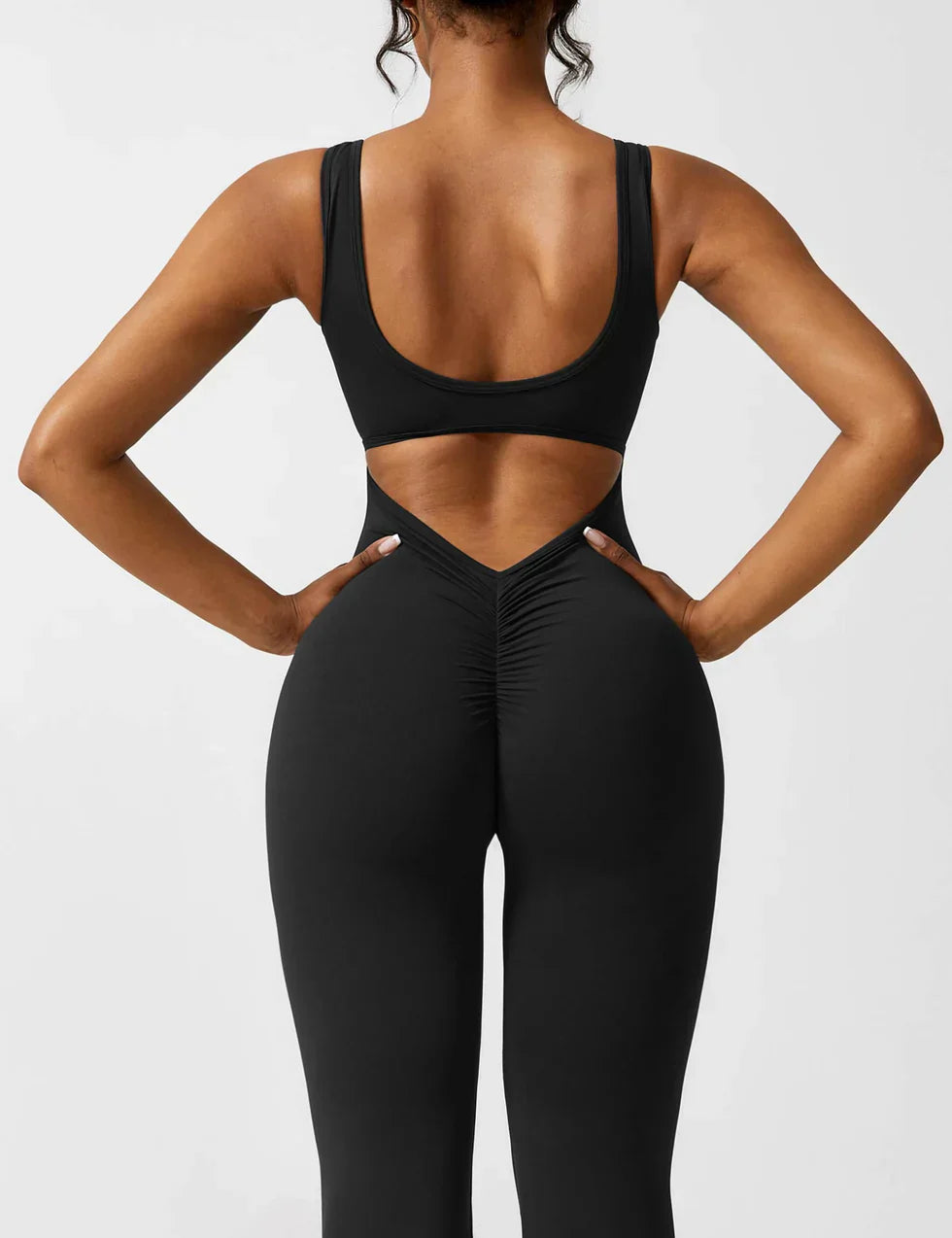 Darcy | Women’s Flared V-Back Jumpsuit Black
