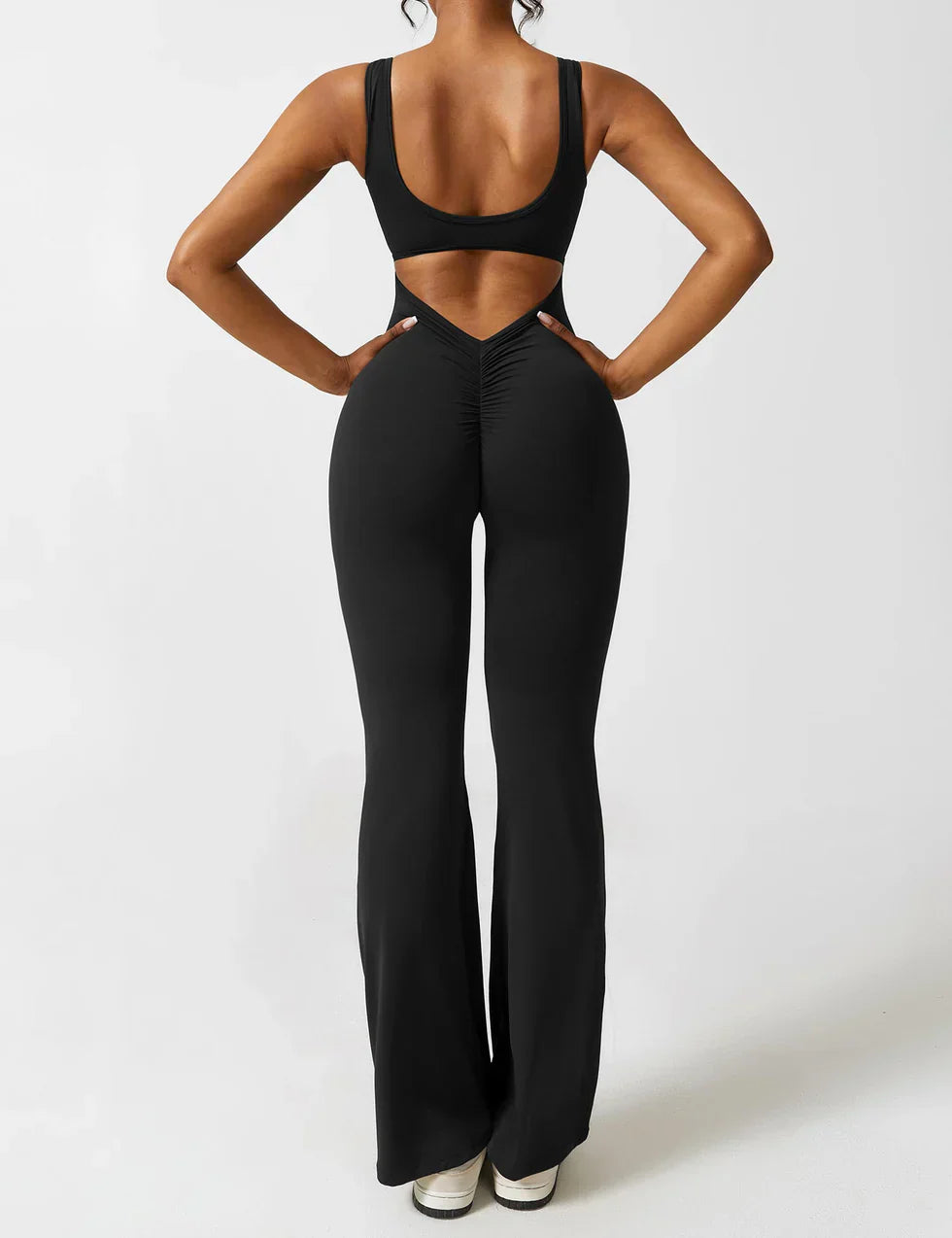 Darcy | Women’s Flared V-Back Jumpsuit Black
