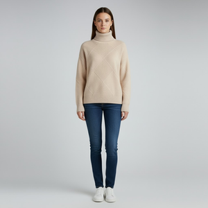 Esme | Women’s Cozy Roll-Neck Sweater Beige