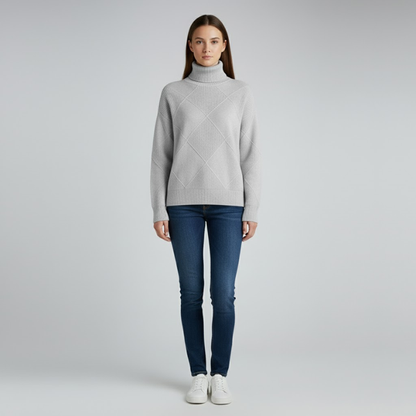Esme | Women’s Cozy Roll-Neck Sweater Grey