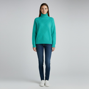 Esme | Women’s Cozy Roll-Neck Sweater Turquoise