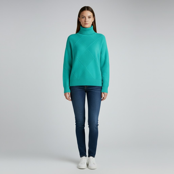 Esme | Women’s Cozy Roll-Neck Sweater Turquoise