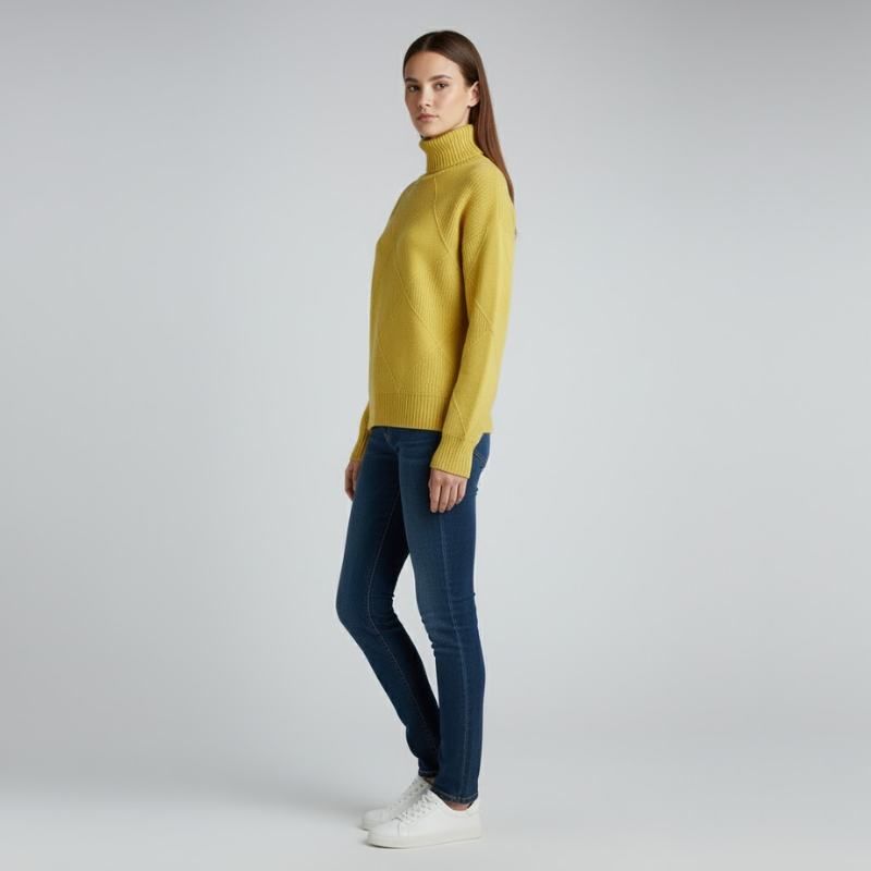 Esme | Women’s Cozy Roll-Neck Sweater Yellow