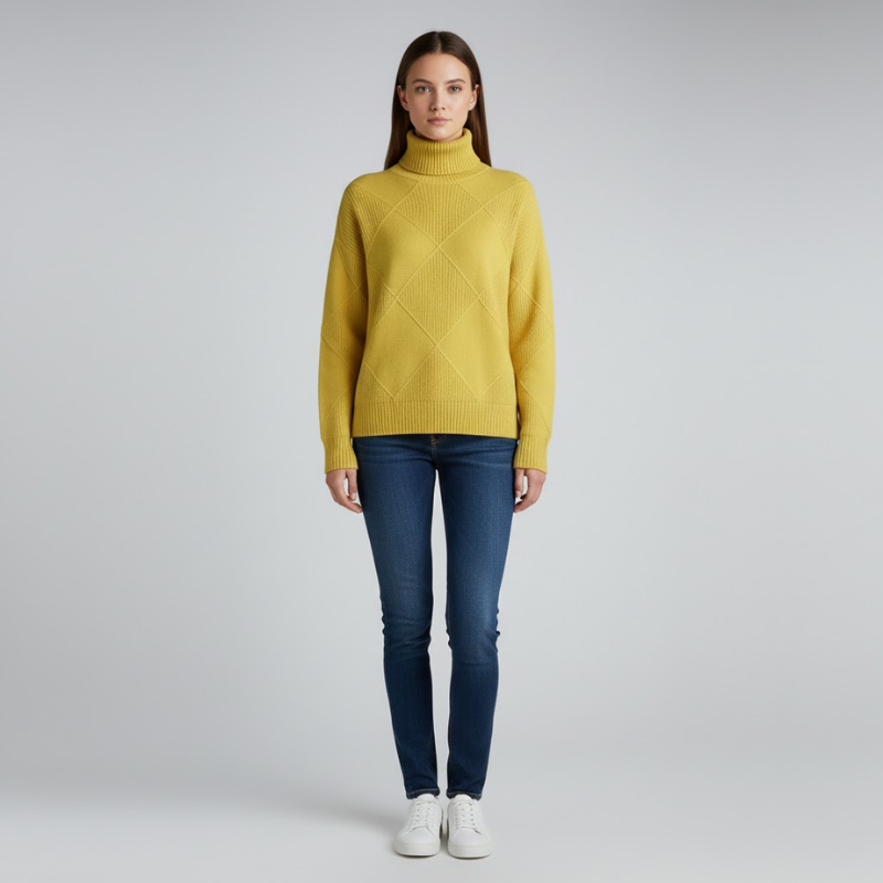 Esme | Women’s Cozy Roll-Neck Sweater Yellow
