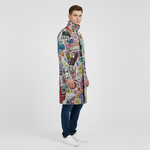 George | Men’s Long Graphic Print Coat