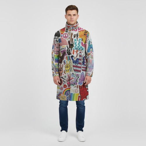 George | Men’s Long Graphic Print Coat XL