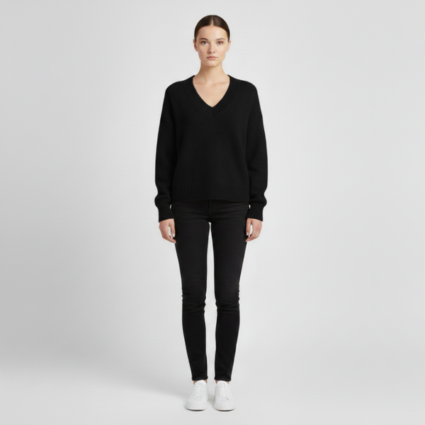 Hallie | Women’s V-Neck Jumper Black