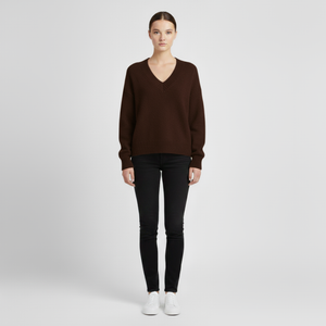 Hallie | Women’s V-Neck Jumper Brown