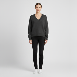 Hallie | Women’s V-Neck Jumper Dark Grey