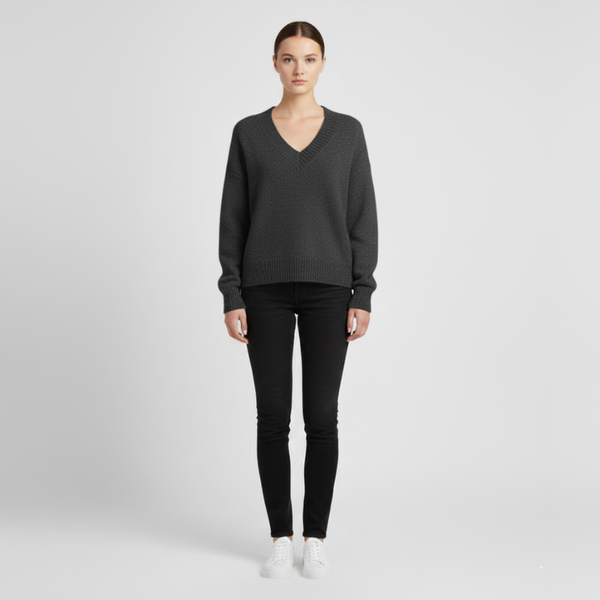 Hallie | Women’s V-Neck Jumper Dark Grey