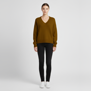 Hallie | Women’s V-Neck Jumper Gold