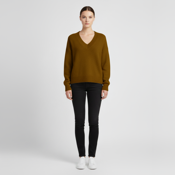 Hallie | Women’s V-Neck Jumper Gold