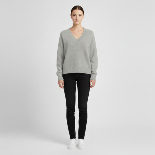 Hallie | Women’s V-Neck Jumper Grey