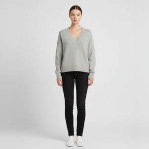 Hallie | Women’s V-Neck Jumper Light Grey